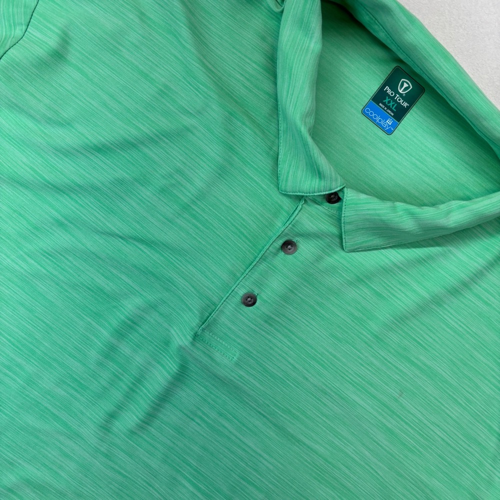 Pro Tour Coolplay Mens XXL Green Space Dye Performance Golf Polo Shirt‎ Short